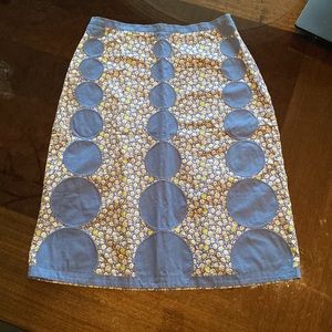 Boden Blue and Yellow Patterned Skirt